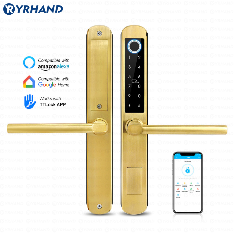 Home Security Key - IP66 Gold Edelstahl Schiebeglas Smart Lock