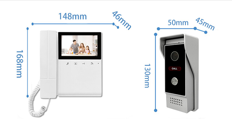 Peephole Camera Viewer - 4,3 Zoll TFT-Monitor 4-verkabelte Gegensprechanlage Video-Türsprechanlage