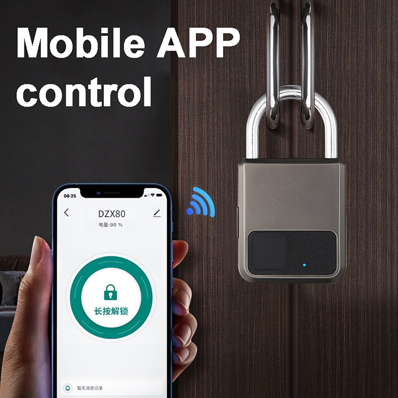 Home Security Key - Tuya Smart Vorhängeschloss, 20-Zahlen-Fingerabdruckschlösser, Diebstahlsicherung, USB-Aufladung,
