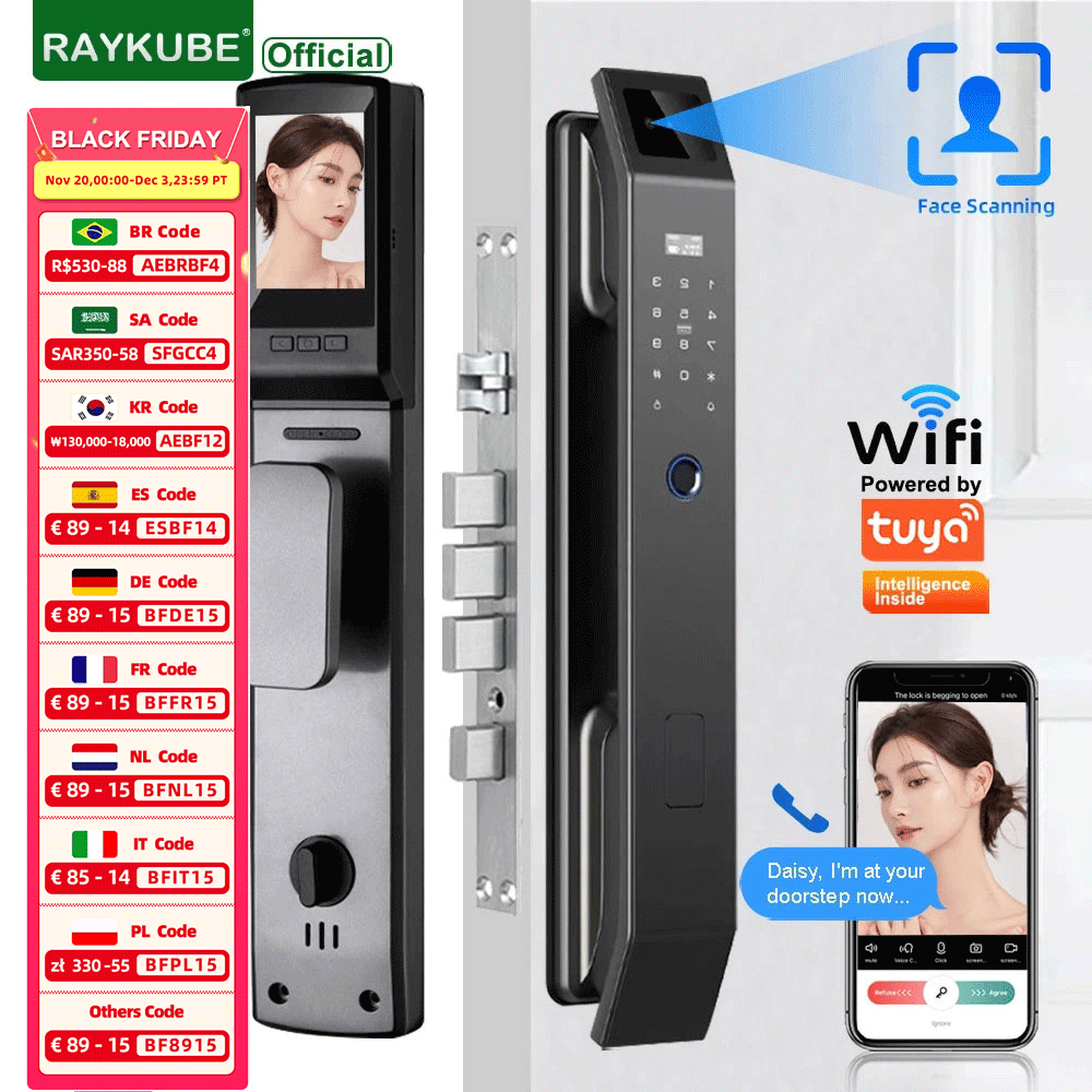 Door Lock Smart Keypad - RAYKUBE DF14 Tuya WiFi 3D Gesichtserkennung