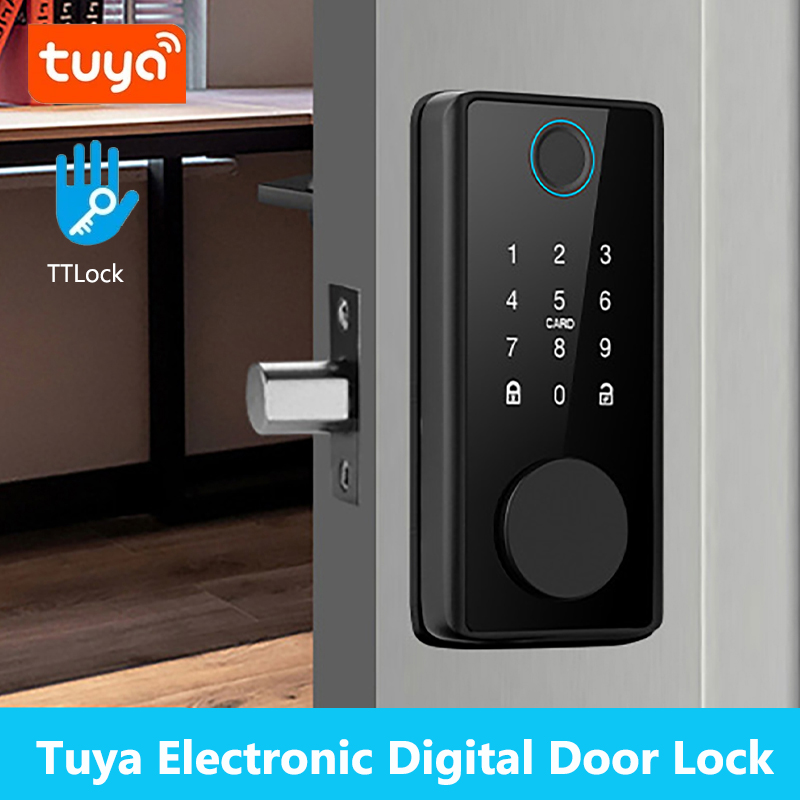 Door Lock Smart Keypad - Intelligentes Fingerabdruck-Riegelschloss mit Riegel-/Türsensor, TT-Schloss, APP-Passwort/Karte/Schlüssel