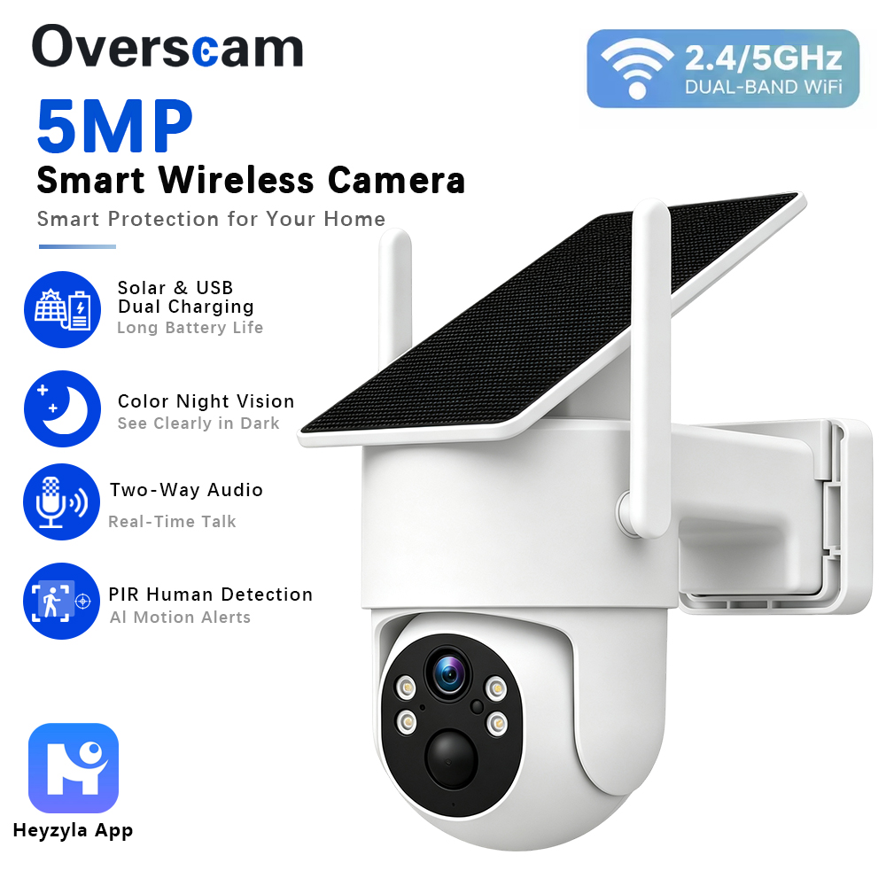 Home Security Wireless Cameras - 5MP Solarbetriebene PTZ-Kamera für drahtlose Außenüberwachung