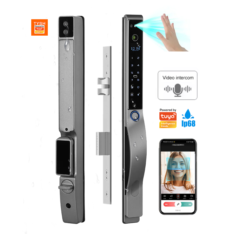 Door Lock Smart Keypad - TYSH Tuya Wasserdichte 3D Gesichtserkennung Aluminium