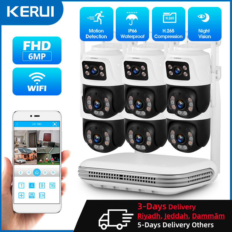 Home Security Camera System - KERUI Wasserdichtes 6MP HD Wireless Dual