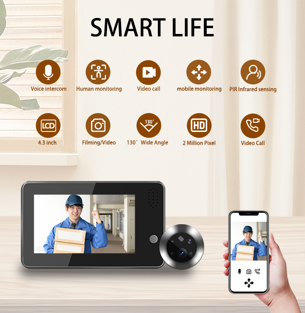 Home Security Wireless Cameras - 4,3-Zoll Tuya Smartlife WLAN-Türklingel Visueller Türspion