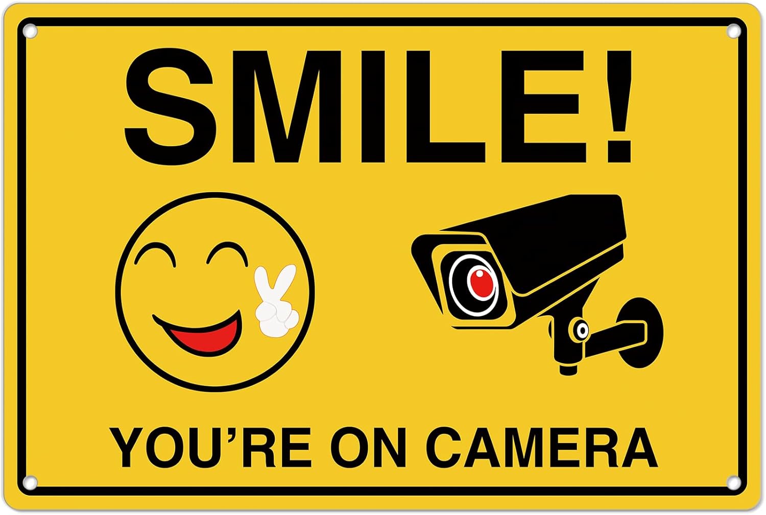 Home Security Camera - Smile Youre On Kameraschilder; Rostfreie Aluminium-Videoüberwachung
