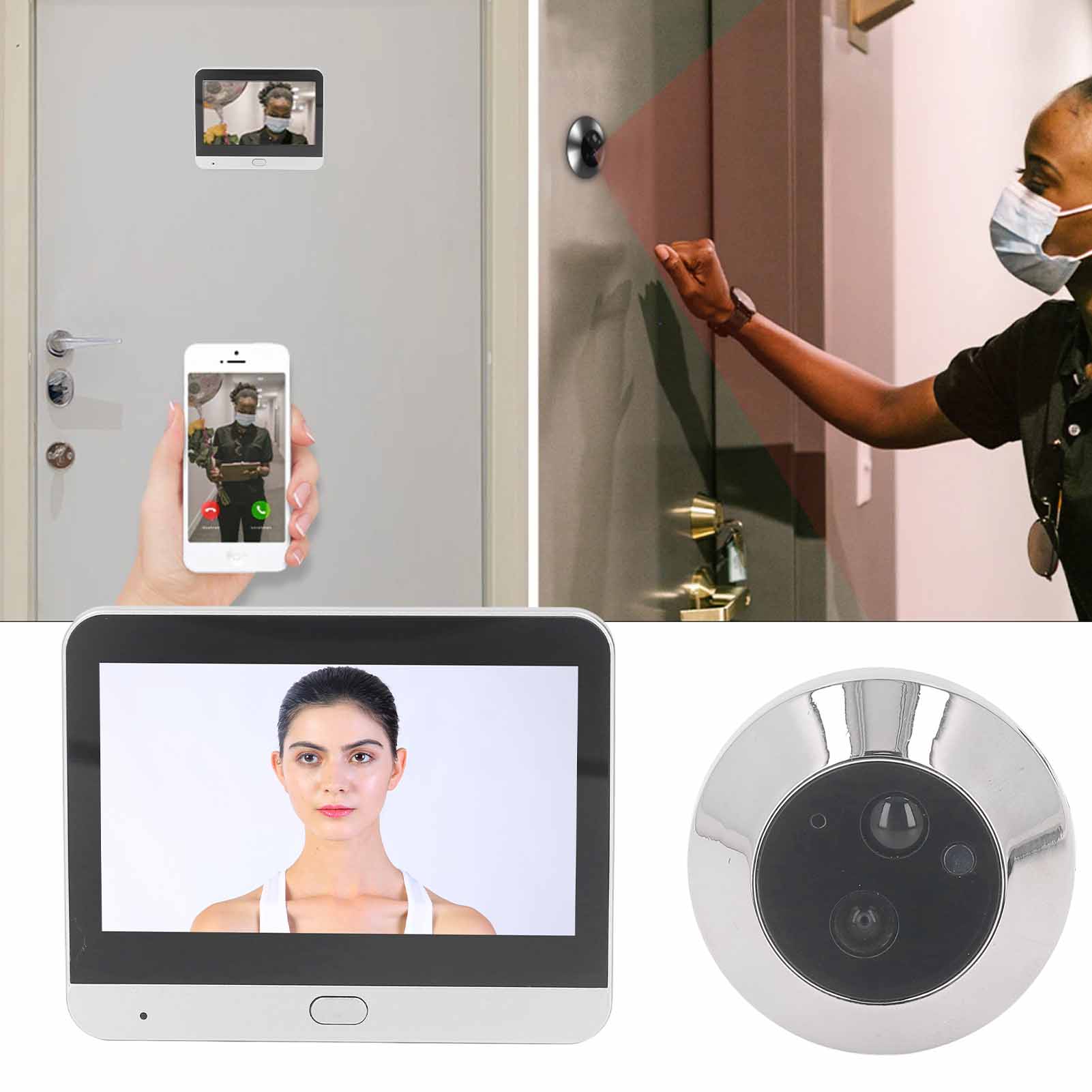 Peephole Camera Viewer - Digitaler Türspion, 120-Grad-Weitwinkel-Gucklochkamera, 1080P, automatische Schnappschuss