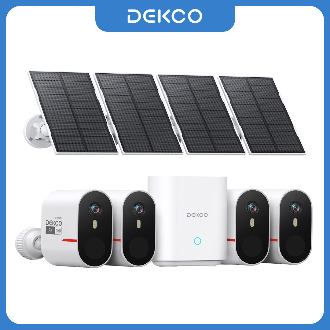 Home Security Wireless Cameras - Dekco 3MP WLAN-Solarkamera-System 4-Kamera-Set Outdoor Drahtlose
