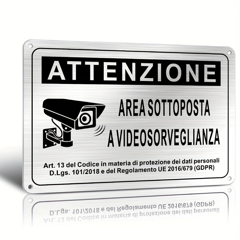 Home Security Camera - Italienisches Sicherheitsschild 20 x 30 cm