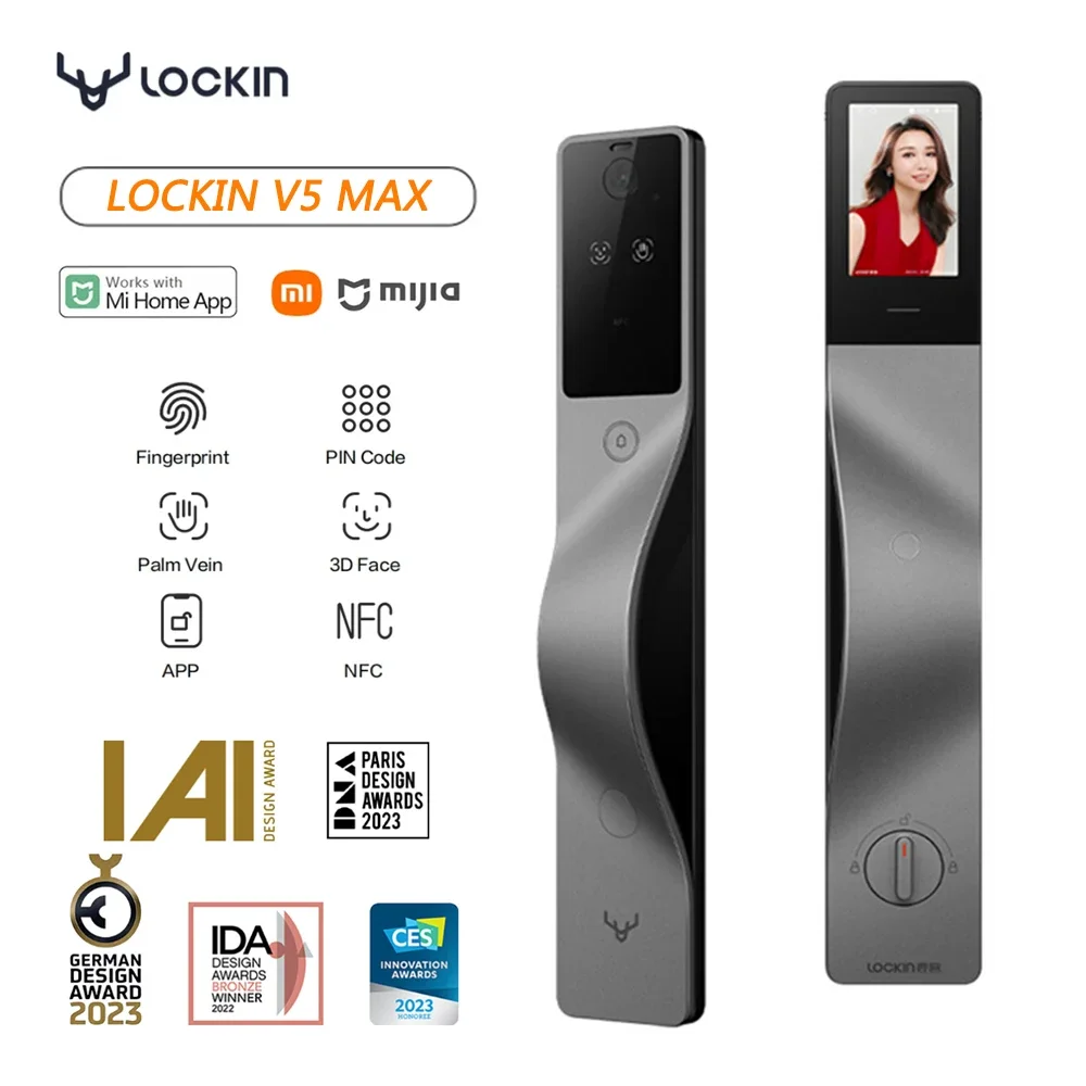 Door Lock Smart Keypad - Lockin V5 Max 3D-Gesichtserkennung Smart-Schloss Handvenen-Erkennung