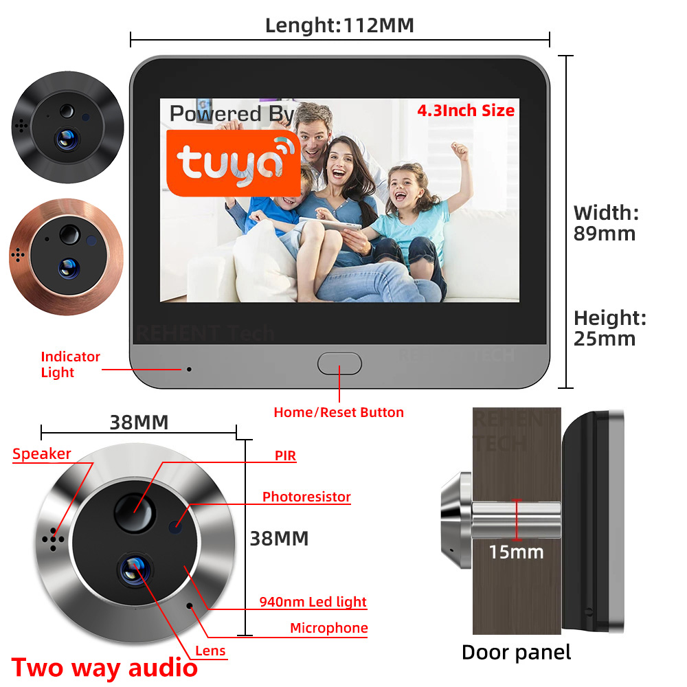 Peephole Camera Viewer - Mini Zwei-Wege-Audio 3MP Tuya SmartLife APP